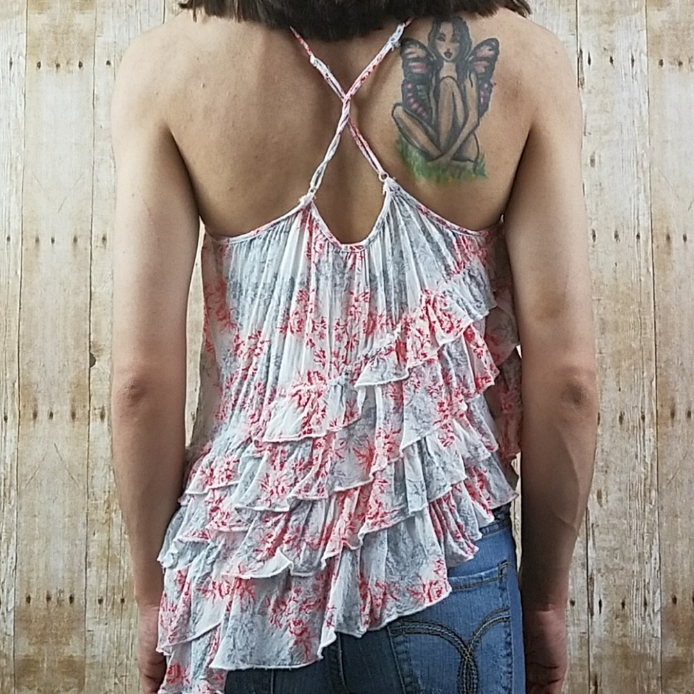 1 DAY $10 SALE! FREE PEOPLE Asymmetric Floral Top